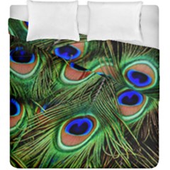 Peacock Feathers Plumage Iridescent Duvet Cover Double Side (king Size) by HermanTelo
