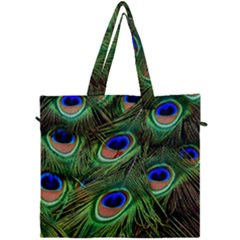 Peacock Feathers Plumage Iridescent Canvas Travel Bag by HermanTelo