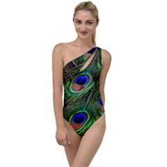 Peacock Feathers Plumage Iridescent To One Side Swimsuit by HermanTelo