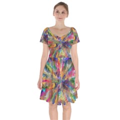 Polygon Wallpaper Short Sleeve Bardot Dress