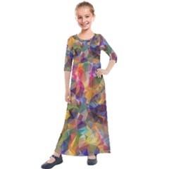 Polygon Wallpaper Kids  Quarter Sleeve Maxi Dress
