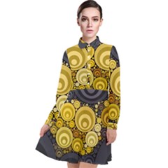 Retro Color Style Long Sleeve Chiffon Shirt Dress