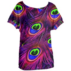 Peacock Feathers Color Plumage Women s Oversized Tee