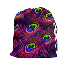 Peacock Feathers Color Plumage Drawstring Pouch (xxl)