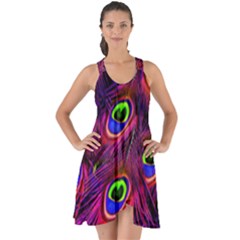 Peacock Feathers Color Plumage Show Some Back Chiffon Dress