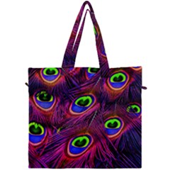 Peacock Feathers Color Plumage Canvas Travel Bag by HermanTelo