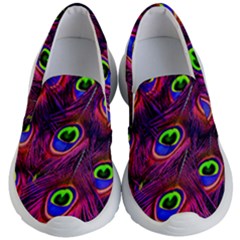 Peacock Feathers Color Plumage Kids  Lightweight Slip Ons by HermanTelo