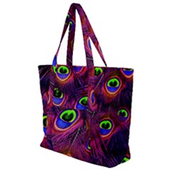 Peacock Feathers Color Plumage Zip Up Canvas Bag by HermanTelo