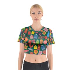 Presents Gifts Background Colorful Cotton Crop Top