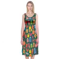 Presents Gifts Background Colorful Midi Sleeveless Dress