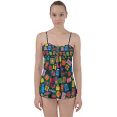 Presents Gifts Background Colorful Babydoll Tankini Set