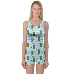 Pineapple Watermelon Fruit Lime One Piece Boyleg Swimsuit