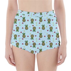 Pineapple Watermelon Fruit Lime High-waisted Bikini Bottoms by HermanTelo