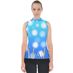 Sea Underwater Life Fish Mock Neck Shell Top by HermanTelo