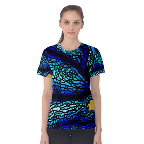 Sea Coral Stained Glass Women s Cotton Tee by HermanTelo