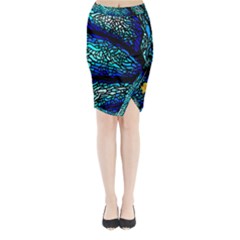 Sea Coral Stained Glass Midi Wrap Pencil Skirt