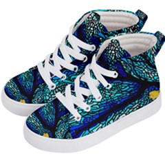 Sea Coral Stained Glass Kids  Hi-top Skate Sneakers by HermanTelo
