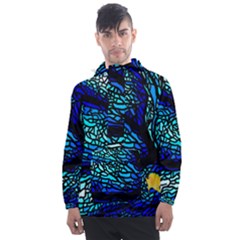 Sea Coral Stained Glass Men s Front Pocket Pullover Windbreaker by HermanTelo