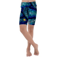 Sea Coral Stained Glass Kids  Lightweight Velour Cropped Yoga Leggings