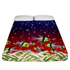 Sea Snow Christmas Coral Fish Fitted Sheet (california King Size)