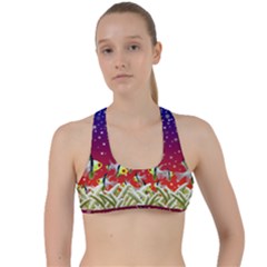 Sea Snow Christmas Coral Fish Criss Cross Racerback Sports Bra