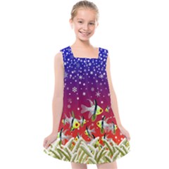 Sea Snow Christmas Coral Fish Kids  Cross Back Dress by HermanTelo