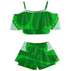 Shamrock Luck Day Kids  Off Shoulder Skirt Bikini