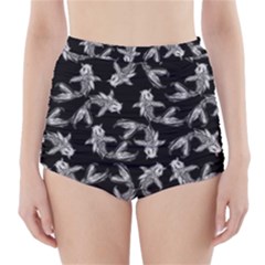 Koi Fish Pattern High-waisted Bikini Bottoms by Valentinaart