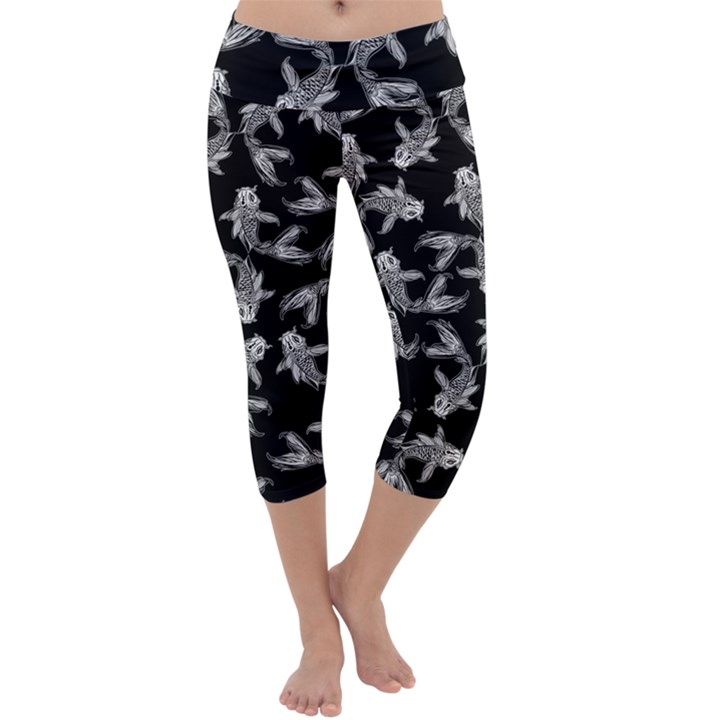 Koi Fish Pattern Capri Yoga Leggings