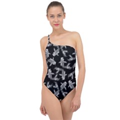 Koi Fish Pattern Classic One Shoulder Swimsuit by Valentinaart