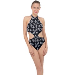 Koi Fish Pattern Halter Side Cut Swimsuit by Valentinaart