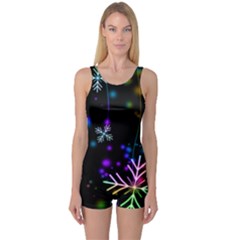 Snowflakes One Piece Boyleg Swimsuit