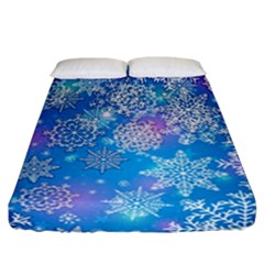 Snowflake Background Blue Purple Fitted Sheet (california King Size) by HermanTelo