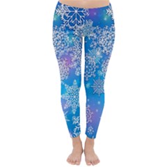 Snowflake Background Blue Purple Classic Winter Leggings