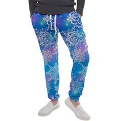 Snowflake Background Blue Purple Men s Jogger Sweatpants by HermanTelo