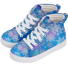 Snowflake Background Blue Purple Kids  Hi-top Skate Sneakers