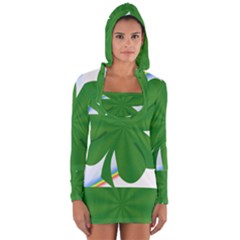 Shamrock Clover Saint Patrick Leaves Long Sleeve Hooded T-shirt by HermanTelo