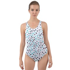 Seamless Texture Fill Polka Dots Cut-out Back One Piece Swimsuit by HermanTelo