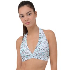 Seamless Texture Fill Polka Dots Halter Plunge Bikini Top by HermanTelo