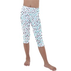 Seamless Texture Fill Polka Dots Kids  Lightweight Velour Capri Leggings  by HermanTelo