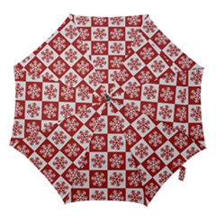 Snowflake Red White Hook Handle Umbrellas (Medium)