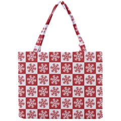 Snowflake Red White Mini Tote Bag