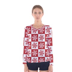 Snowflake Red White Women s Long Sleeve Tee