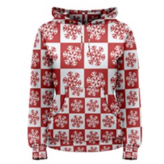 Snowflake Red White Women s Pullover Hoodie