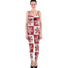 Snowflake Red White One Piece Catsuit