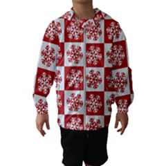 Snowflake Red White Kids  Hooded Windbreaker