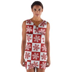 Snowflake Red White Wrap Front Bodycon Dress