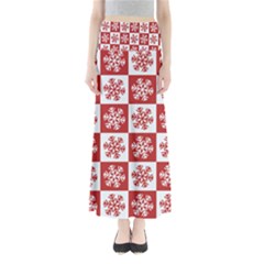 Snowflake Red White Full Length Maxi Skirt