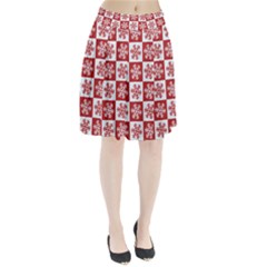 Snowflake Red White Pleated Skirt