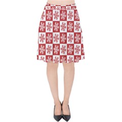 Snowflake Red White Velvet High Waist Skirt